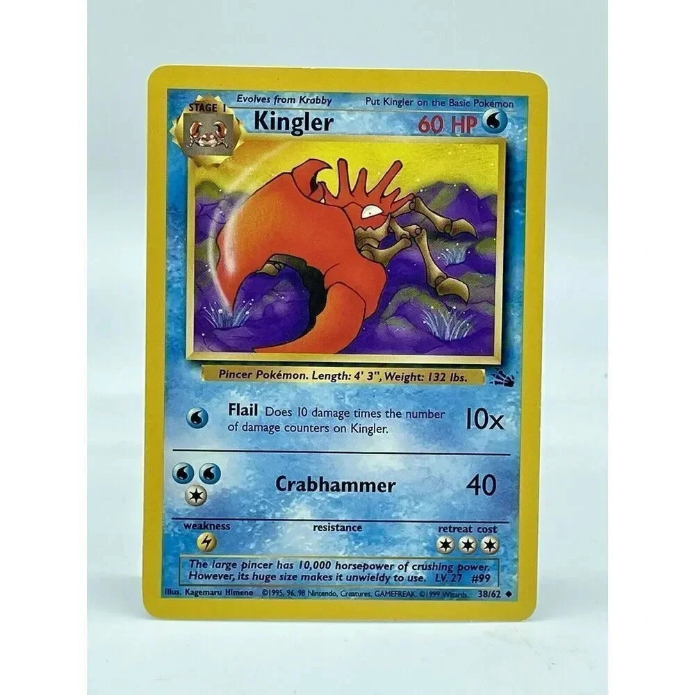 Kingler 38/62 Pokémon Stage 1 Fossil Uncommon Unlimited Non Holo Vintage 1999 LP